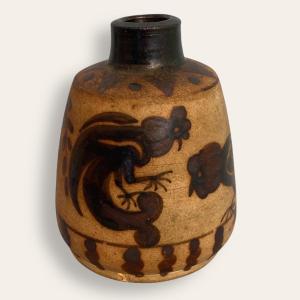 Ciboure, Rare Vase With Roosters