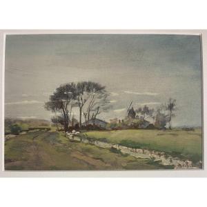 Maurice Cahours, Farm Landscape In Summer