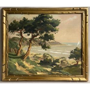 Jean Saint Georges, Oil On Cardboard, Pornichet Beach, Towards Sainte Marguerite ?