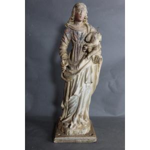 Sculpture "madonna And Child" Late XVII