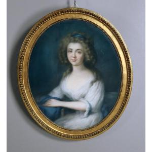 Pastel XIX Young Woman In The White Dress