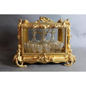 Liquor Cellar In Gilt Bronze 19th Century