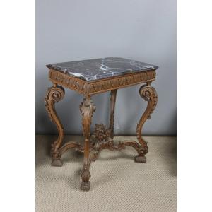 Carved Walnut Side Table