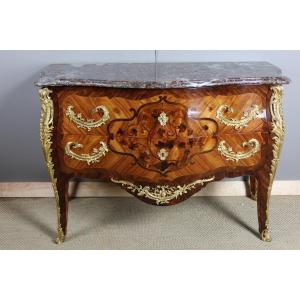 Perreau Stamped Marquetry Sauteuse Chest Of Drawers