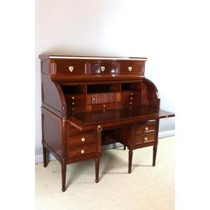 Louis XVI Style Mahogany Cylinder Desk, 19th Century