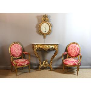 Louis XV Style Gilded Console, 19th Century