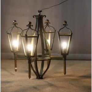 Iron And Bronze Lantern Chandelier