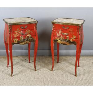 Louis XV Lacquered Bedside Tables 