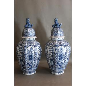 Pair Of Large Vases In The Delft Style