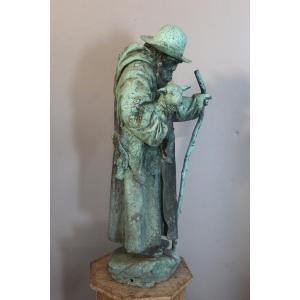Bronze Sculpture "shepherd Carrying A Lamb" Dated 1904 And Signed