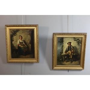 Pair Of Paintings Signed A. Léonard, 19th Century