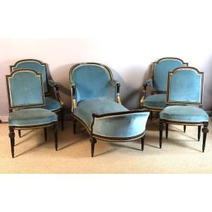 Napoleon III Drawing Room In Painted Wood, 19th Century