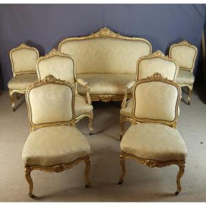 Napoléon III Lounge In Gilded Wood