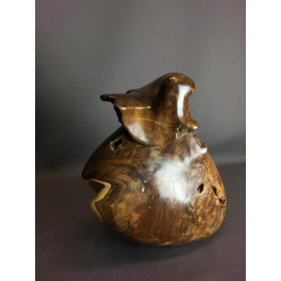 Wood Sculpture, Signed "couradin