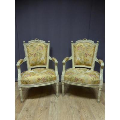 Pair Of Armchairs Louis XVI Style