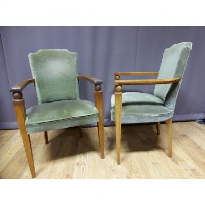 Pair Of Armchairs In The Taste Of Gilbert Poillerat