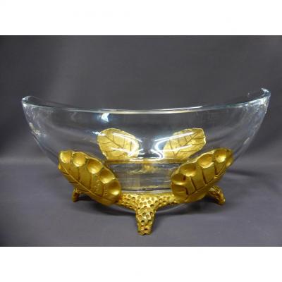 Crystal And Bronze Cup Signed