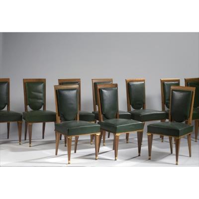 Suite Of 12 Art Deco Chairs (follower Of Maurice Jallot)