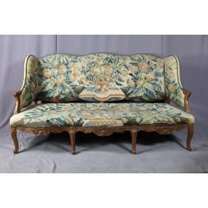 Louis XV Sofa In Aubusson XIX Tapestry