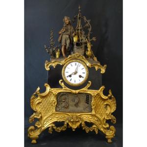 Bronze Pendulum With Gardener Decoration 