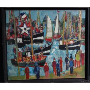 "the Sea Festival In Trouville" Oil Painting By Pierre Gaillardot