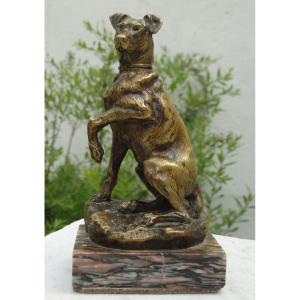 "dog With Raised Paw", Bronze By Thomas Cartier (1879-1943)