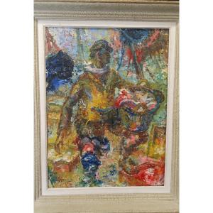 "return From Fishing" Oil On Canvas By Gilfranco