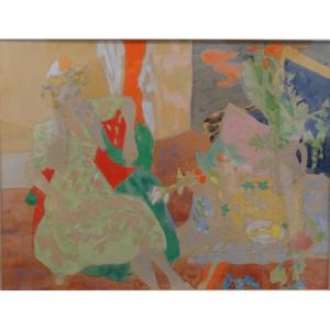 "female Figure" Watercolor By Raymond Legueult, School Of Matisse.