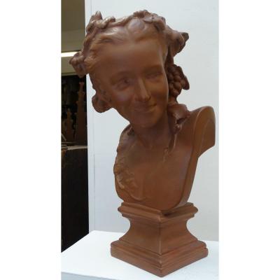 "l'espiègle" buste en plâtre d'après JB Carpeaux