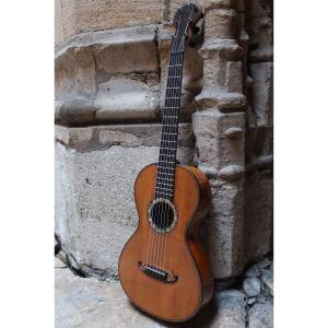 Romantic 6-string Guitar Made In Lyon By Eppel, Circa 1840. Musical Instruments.