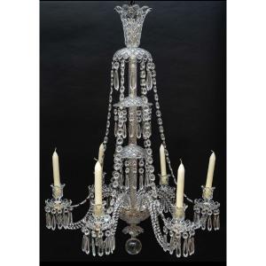 Cristallerie De Baccarat  Lustre Fin 19 Eme A 6 Lumieres 