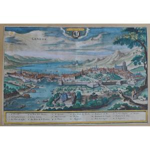 1635 Map Of Geneva Switzerland By Matthaus Merian 1593-1650