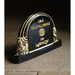 Cristal De Nancy Art Deco Display Stand In Black Crystal And Gilding