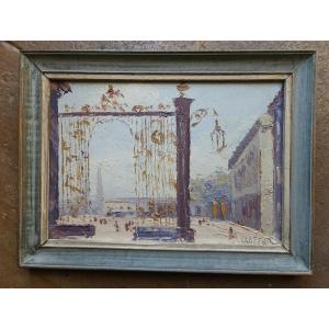 Kauffer André (1893-1977) Painting On Hardboard Place Stanislas In Nancy 