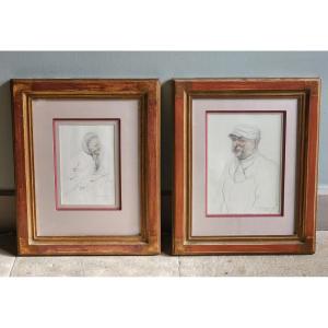 Jean Scherbeck Pair Of Drawings 1978 Born Champigneulles Died Nancy