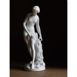 The Bather After Falconet Biscuit Vtm Porcelaine De France In Villenauxe The Large 31 Cm