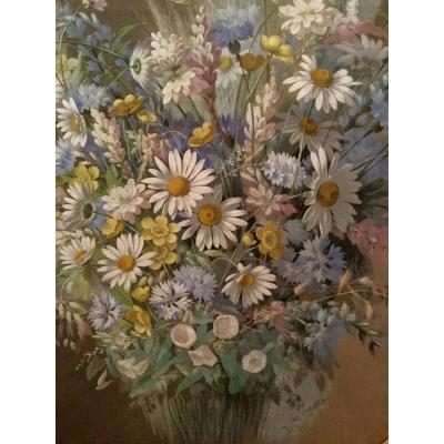 Longpre Paul Watercolor Gouache 1880 Bouquet With Daisies Villeurbanne Los Angeles