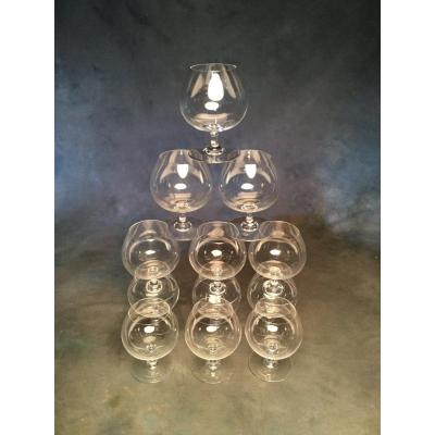 Baccarat Complete Tasting Service 12 Glasses Height 11,5 Cm Stamped Baccarat