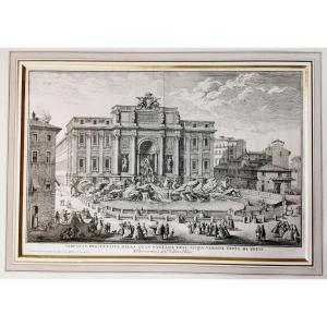 Engraving By Giuseppe Vasi Salvi 1745 Treviso Fountain Rome Veduta Della Fontana Di Trevi Roma