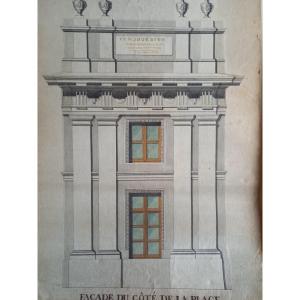 Architectural Drawing In Ink Wash Late 18th Century
