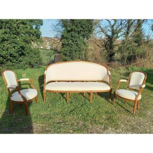 Louis XVI Period Living Room In Walnut Ready To Cover. 