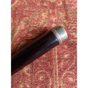 19th Century Cane With Silver Pommel, Ebony Shaft 