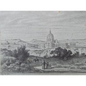 Grand Tour: View Of The Surroundings Of Saint Peter's In Rome Dated 1872