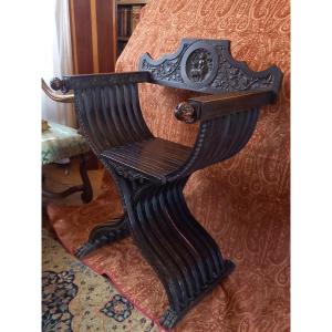 Savonarola Armchair In The Style Of The Renaissance, 19th Century 