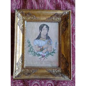 Watercolor Engraving Before 1830: Mademoiselle d'Artois