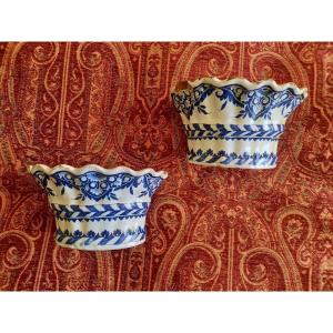 18th Century Lille Faience, Pair Of Flower Pots 