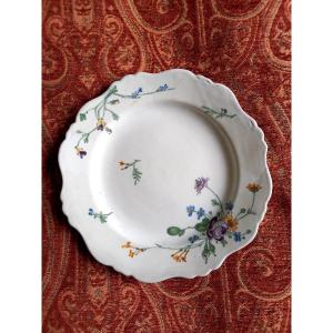 Marseille 18th Century: Earthenware Plate With Floral Decor