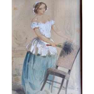 Cleaning After The Toilet, Watercolor 1830