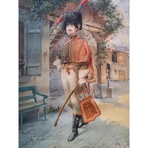The Hussar Returns To His Village, Watercolor, Late 19th Century 