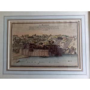 16th Century Watercolor Engraving: Marly's Machine By Nicolas De Fer